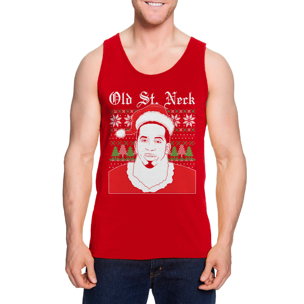 Old St Neck Funny Meme Ugly Christmas Sweater Men's Tank ...