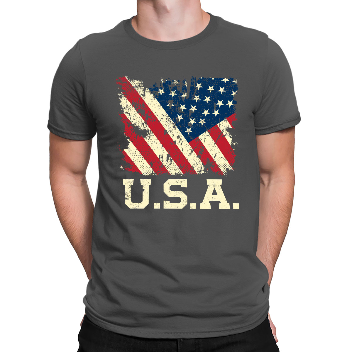 4th of July Shirts Men American Flag Independence Day T-Shirt USA  Distressed Flag Shirt Patriotic Short Sleeve Tees 