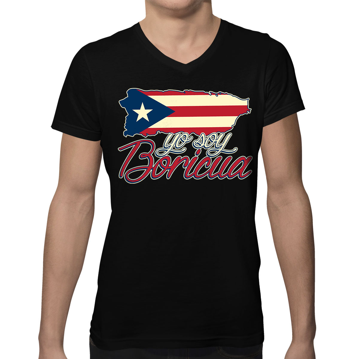 Yo Soy Boricua Puerto Rican Pride Borinquen Country Flag Mens V Neck T 4861