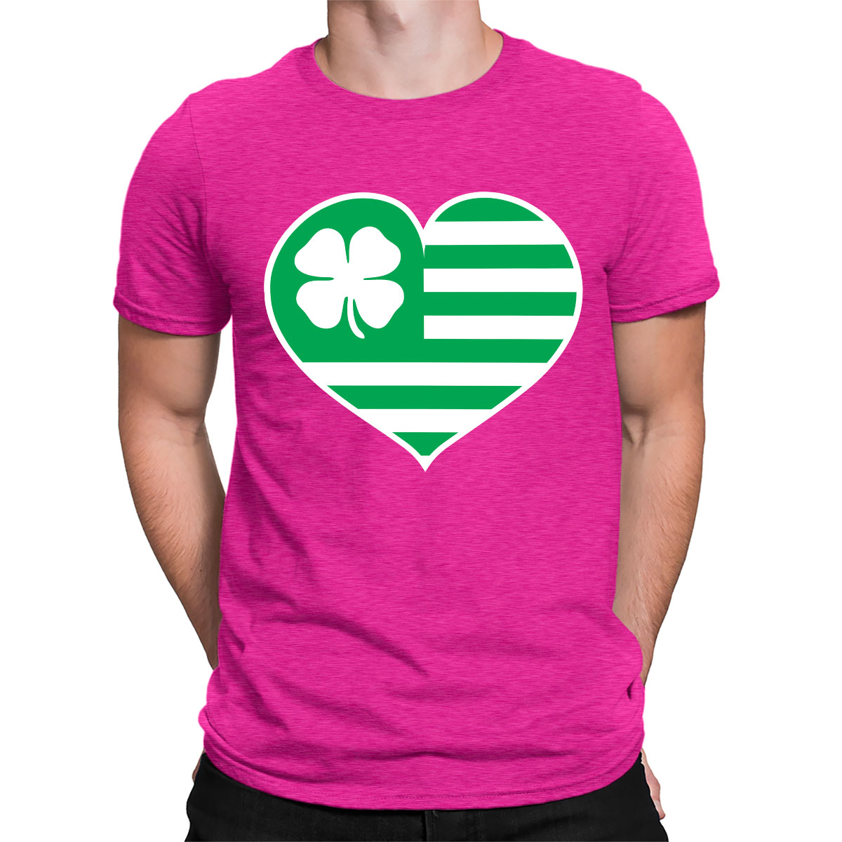 DAD97KHG American Irish Heart Flag Mens Short Sleeves Polo T Shirt